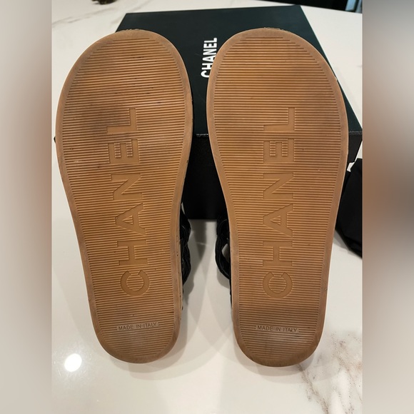 Chanel Black Rope and Quilted Leather Sandals Size 5 - Picture 5 of 12